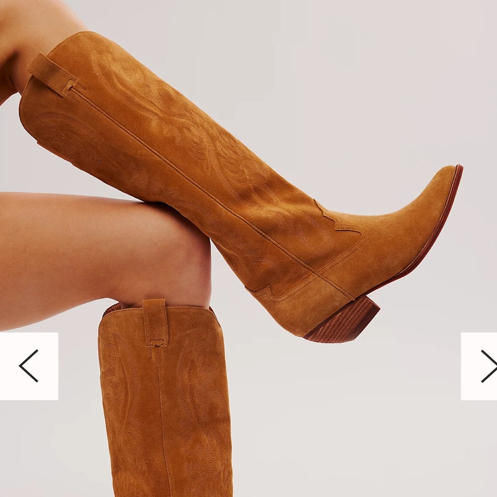 Jeffrey Campbell Finn tall cowboy wester boots camel suede size 10-11